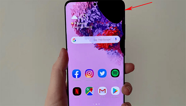  màn hình điện thoại bị loang màu tím 