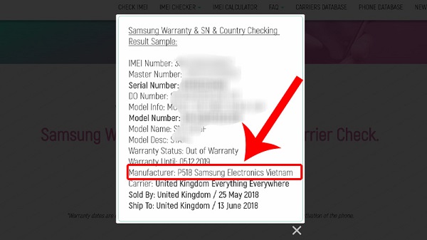 Kiểm tra xuất xứ Samsung qua website imei.info (5)
