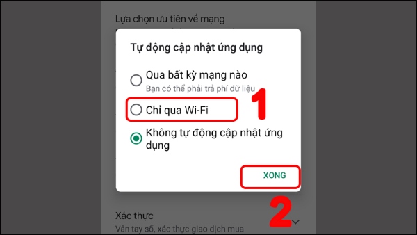Chọn Chỉ qua Wi-Fi và chọn Xong