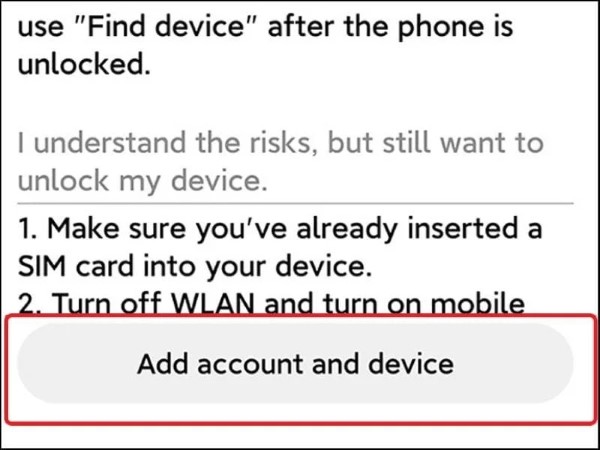 Nhấn Thêm tài khoản và thiết bị (Add account and device)
